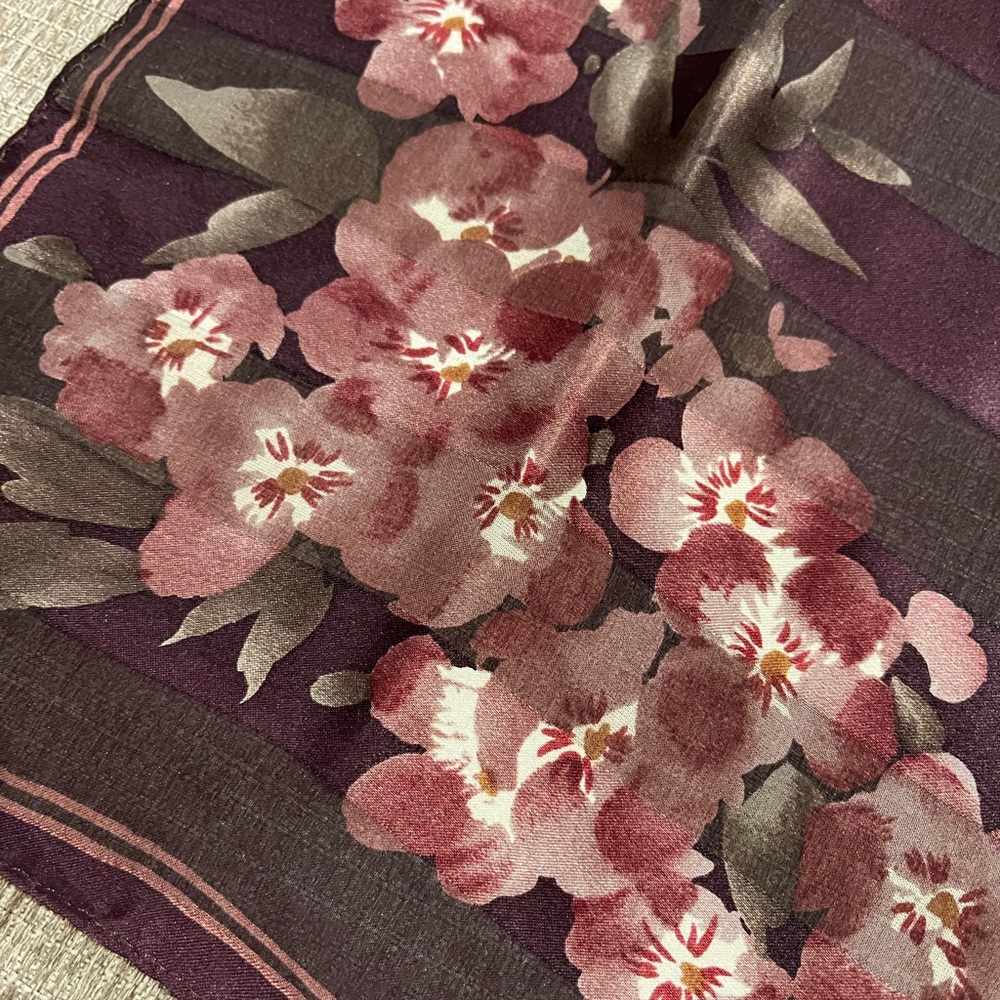 Floral Burgundy and Pink Scarf - Picture 2 of 4